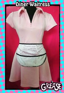 Adult Female Costumes to Hire - Grease - Waitress dress & apron (Medium)